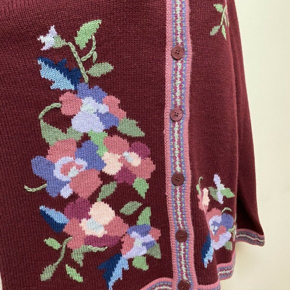 Tog Shop Cardigan Sweater Wool Blend Knit Floral - Picture 4 of 7